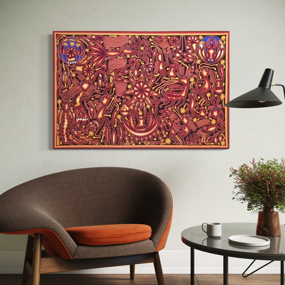 "ESTRELLA DEL PEYOTE SAGRADO" AHCT8012091 - TATEHUARI, arte huichol