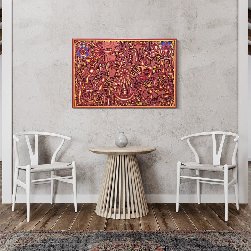 "ESTRELLA DEL PEYOTE SAGRADO" AHCT8012091 - TATEHUARI, arte huichol