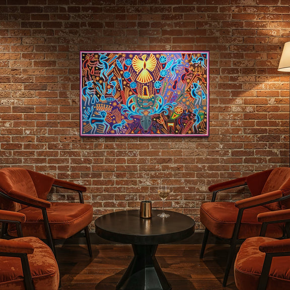 "EL GUARDIAN DEL VENADO AZUL" AHCT8012092 - TATEHUARI, arte huichol