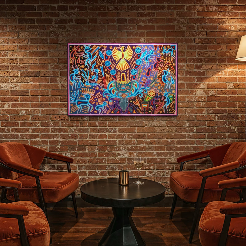 "EL GUARDIAN DEL VENADO AZUL" AHCT8012092 - TATEHUARI, arte huichol