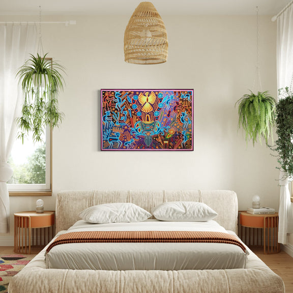 "EL GUARDIAN DEL VENADO AZUL" AHCT8012092 - TATEHUARI, arte huichol