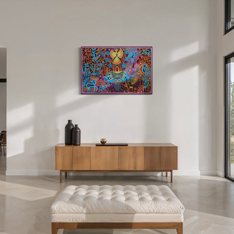 "EL GUARDIAN DEL VENADO AZUL" AHCT8012092 - TATEHUARI, arte huichol