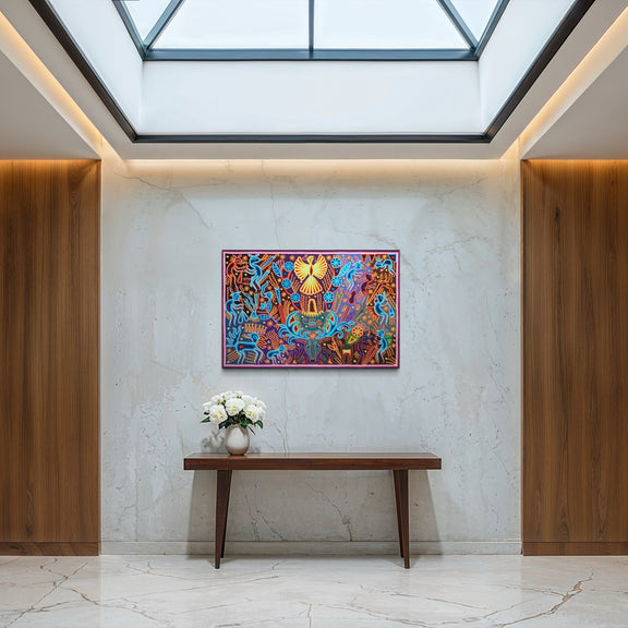 "EL GUARDIAN DEL VENADO AZUL" AHCT8012092 - TATEHUARI, arte huichol