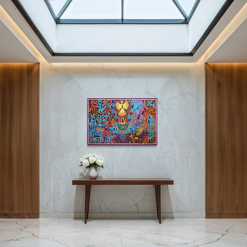 "EL GUARDIAN DEL VENADO AZUL" AHCT8012092 - TATEHUARI, arte huichol