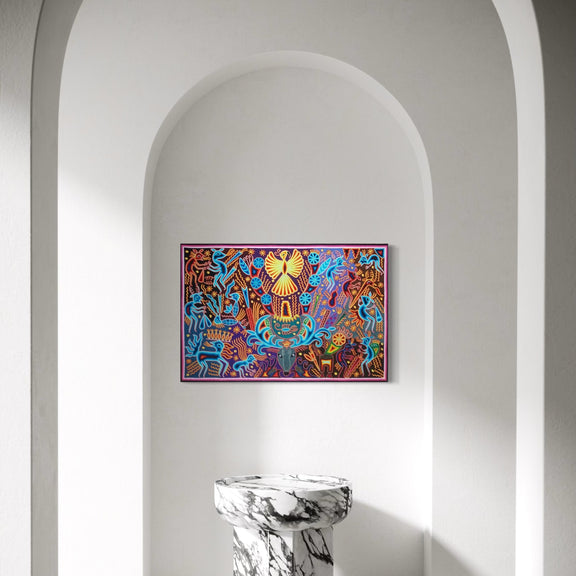 "EL GUARDIAN DEL VENADO AZUL" AHCT8012092 - TATEHUARI, arte huichol