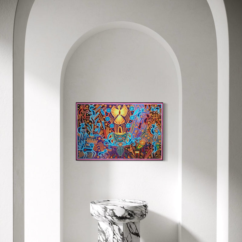 "EL GUARDIAN DEL VENADO AZUL" AHCT8012092 - TATEHUARI, arte huichol
