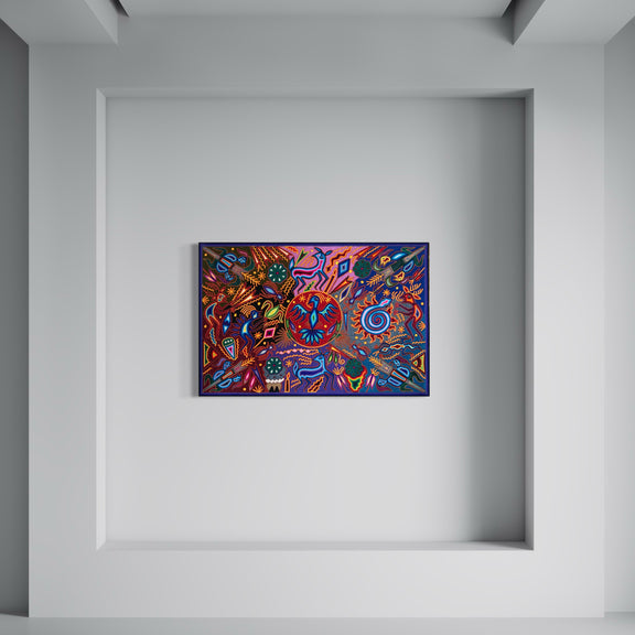 "EL OJO DEL AGUILA SAGRADA" AHCT8012094 - TATEHUARI, arte huichol