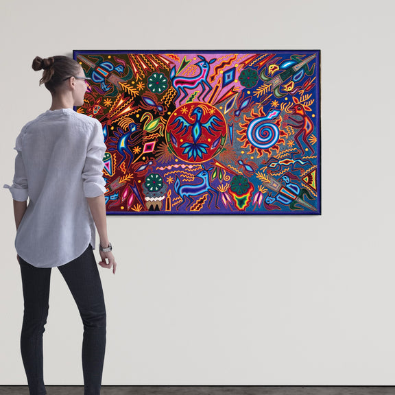 "EL OJO DEL AGUILA SAGRADA" AHCT8012094 - TATEHUARI, arte huichol
