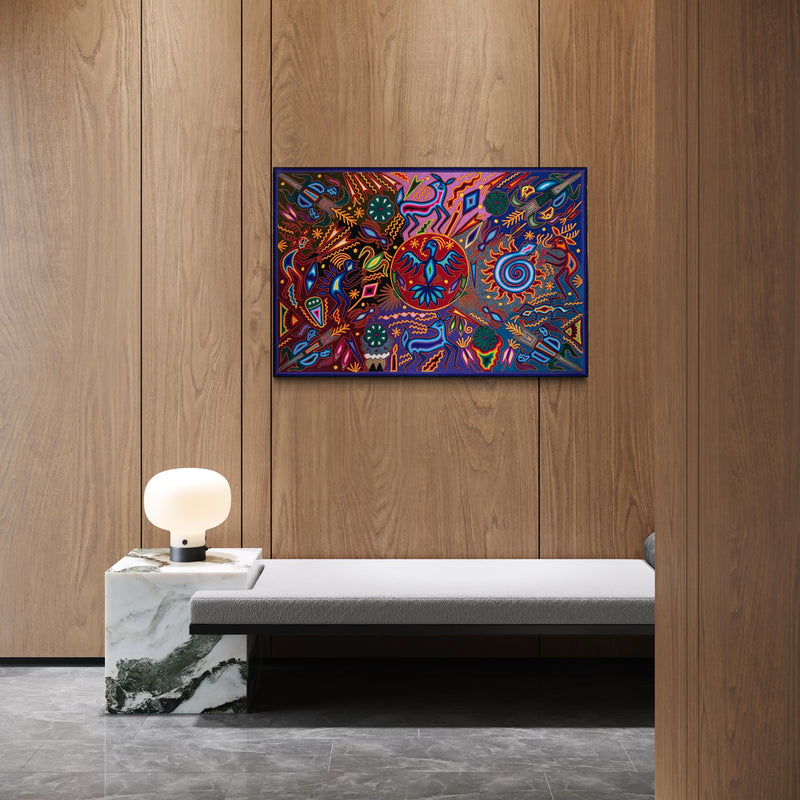 "EL OJO DEL AGUILA SAGRADA" AHCT8012094 - TATEHUARI, arte huichol