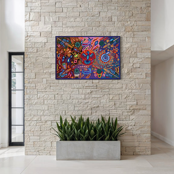"EL OJO DEL AGUILA SAGRADA" AHCT8012094 - TATEHUARI, arte huichol