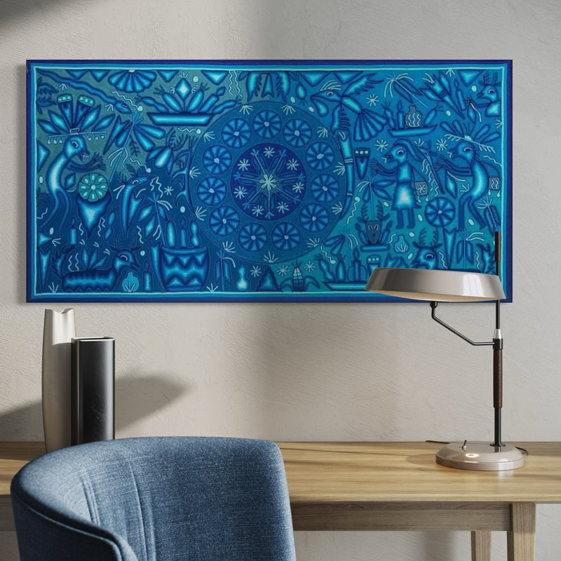 "LA ESTRELLA DE LA VISION Y EL CAMINO SAGRADO" AHCT6012065 - TATEHUARI, arte huichol