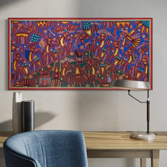 "EL FUEGO ANCESTRAL Y LA ARMONIA DEL ESPIRITU" AHCT6012064 - TATEHUARI, arte huichol