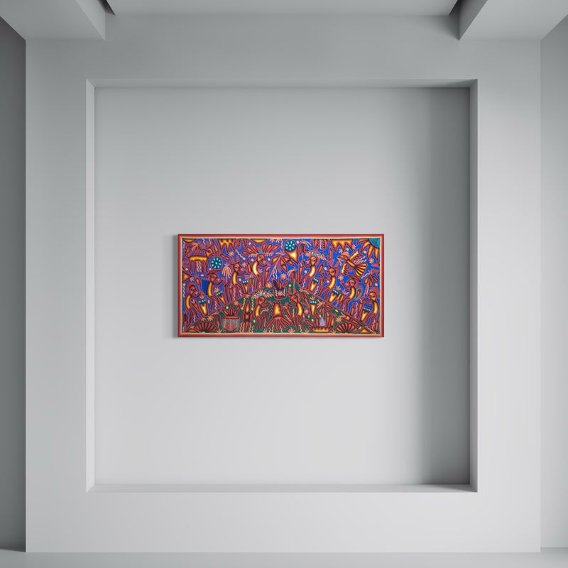 "EL FUEGO ANCESTRAL Y LA ARMONIA DEL ESPIRITU" AHCT6012064 - TATEHUARI, arte huichol