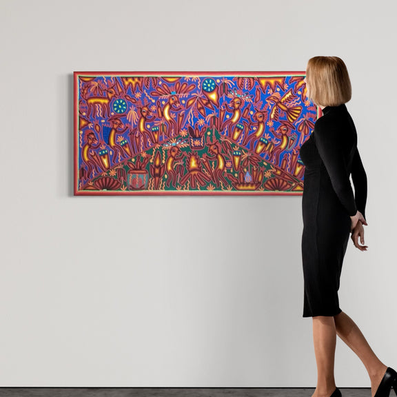 "EL FUEGO ANCESTRAL Y LA ARMONIA DEL ESPIRITU" AHCT6012064 - TATEHUARI, arte huichol