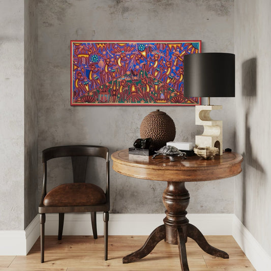 "EL FUEGO ANCESTRAL Y LA ARMONIA DEL ESPIRITU" AHCT6012064 - TATEHUARI, arte huichol