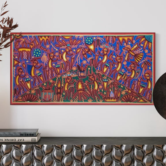 "EL FUEGO ANCESTRAL Y LA ARMONIA DEL ESPIRITU" AHCT6012064 - TATEHUARI, arte huichol