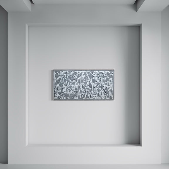 "LA VISION SAGRADA EN BLANCO Y NEGRO" AHCT6012063 - TATEHUARI, arte huichol