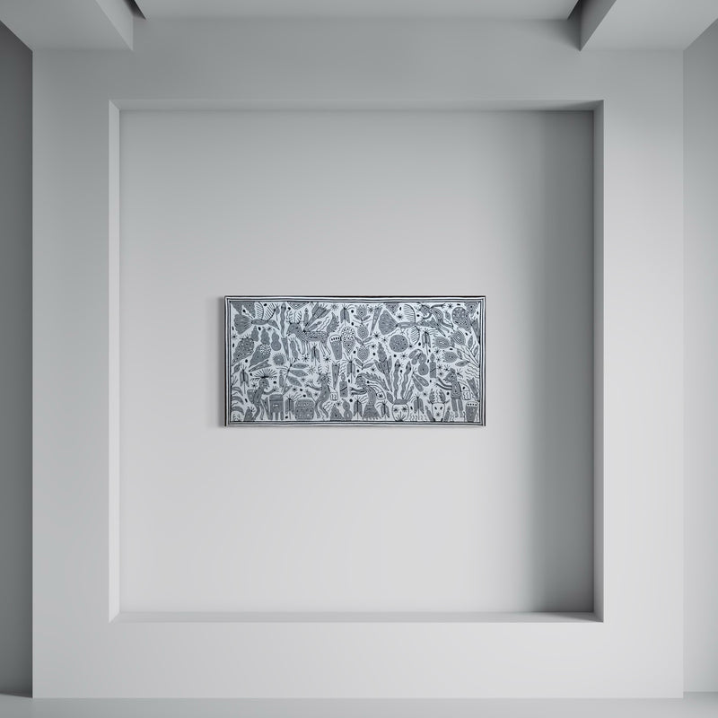 "LA VISION SAGRADA EN BLANCO Y NEGRO" AHCT6012063 - TATEHUARI, arte huichol