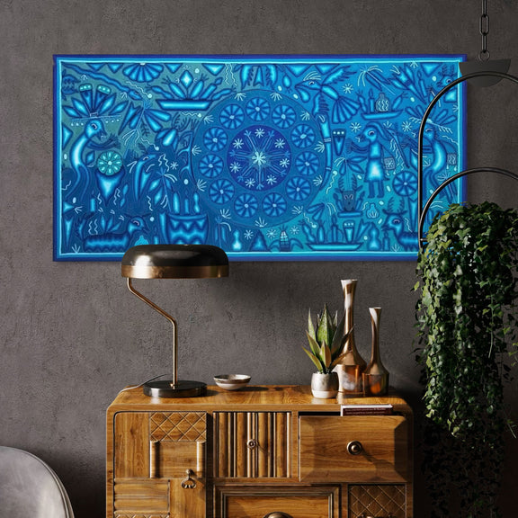 "LA ESTRELLA DE LA VISION Y EL CAMINO SAGRADO" AHCT6012065 - TATEHUARI, arte huichol