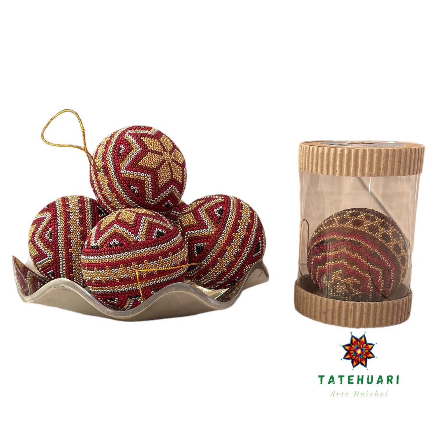 Esfera Decorada con Chaquira Mediana ESF04 - Arte Huichol - TATEHUARI, arte huichol