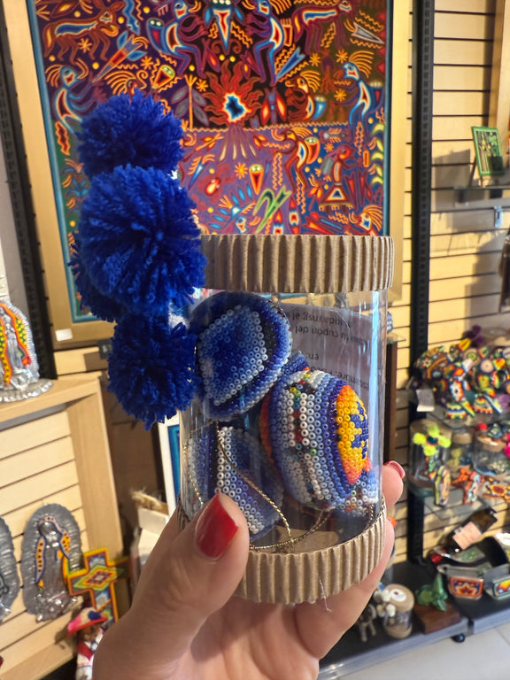 Esferas Mini en forma de Huevo ESF09 - Arte Huichol - TATEHUARI, arte huichol