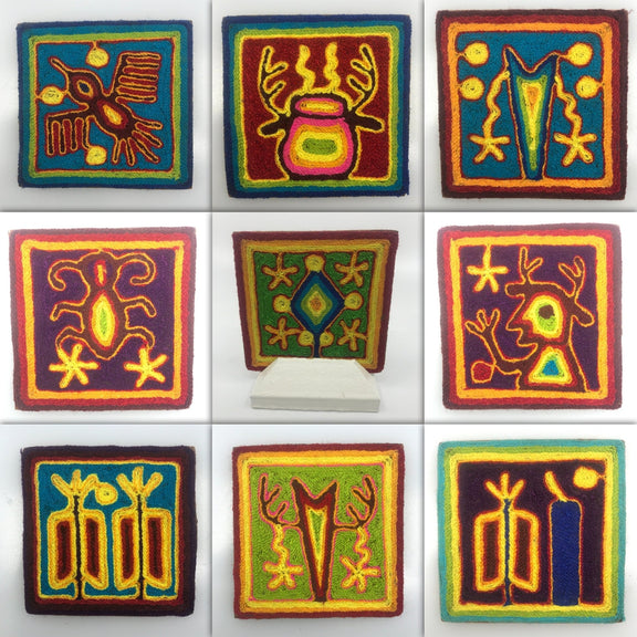Cuadro o Tabla de Estambre 10 X 10 cms - TATEHUARI, arte huichol