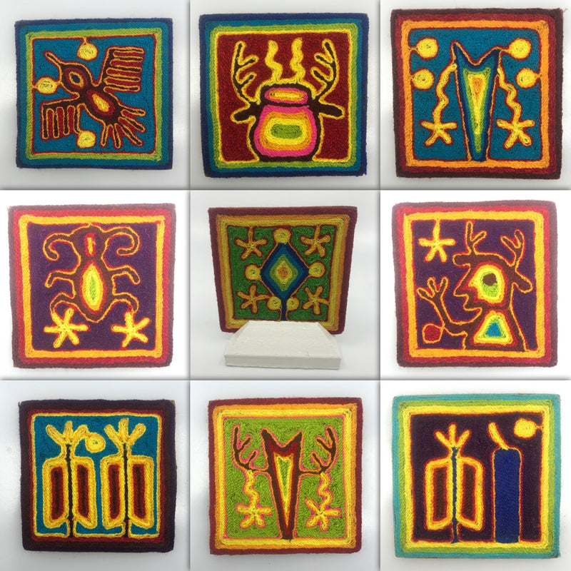 Cuadro o Tabla de Estambre 10 X 10 cms - TATEHUARI, arte huichol