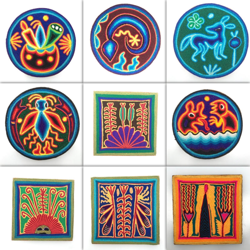 Cuadro o Tabla de Estambre 15 X 15 cms - TATEHUARI, arte huichol