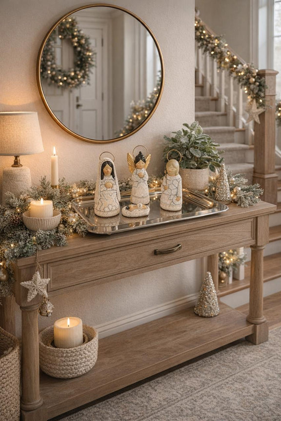 Nacimiento de navidad Grande Colores Beige Plata NACGRAND04 - TATEHUARI, arte huichol