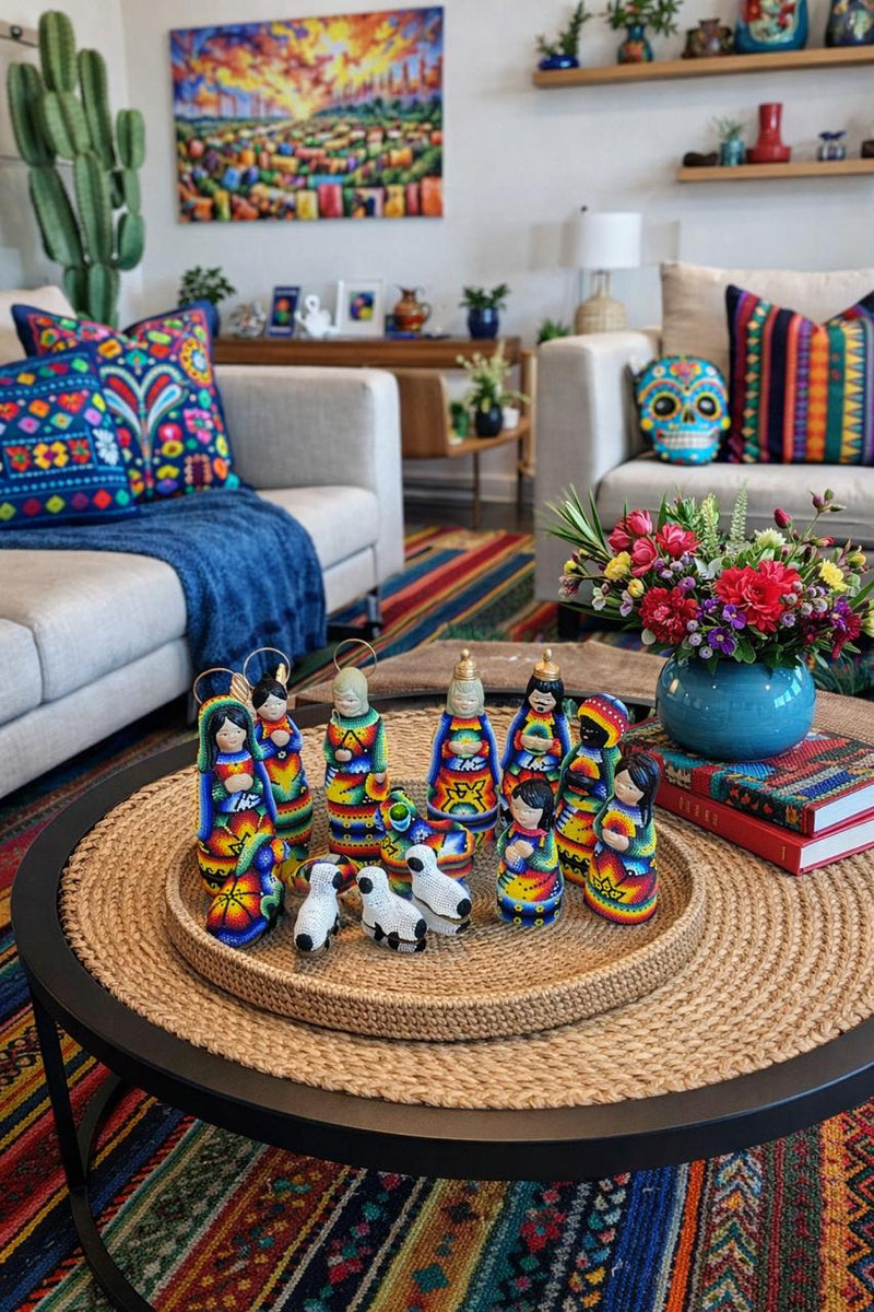 Nacimiento de navidad Grande Colores NACGRAND02 - TATEHUARI, arte huichol