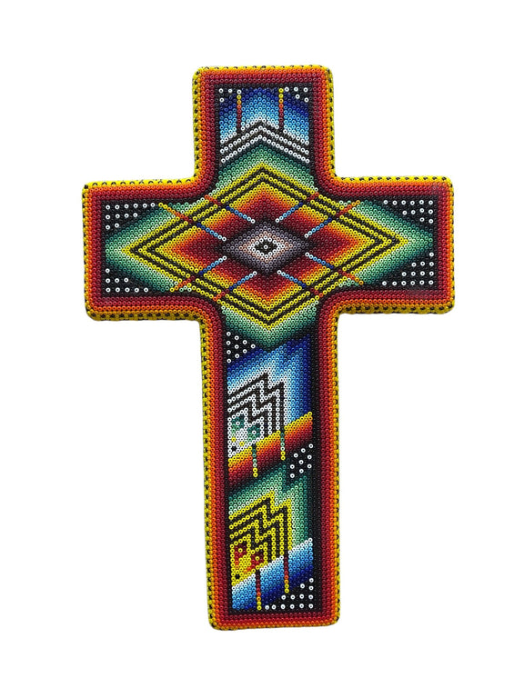 Cruz de chaquira grande CRZCHG01 - TATEHUARI, arte huichol
