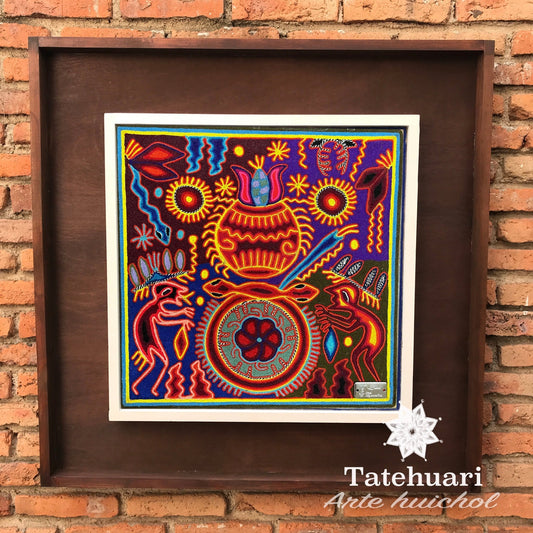 Cuadro o Tabla de Estambre 40 X 40 cms - TATEHUARI, arte huichol