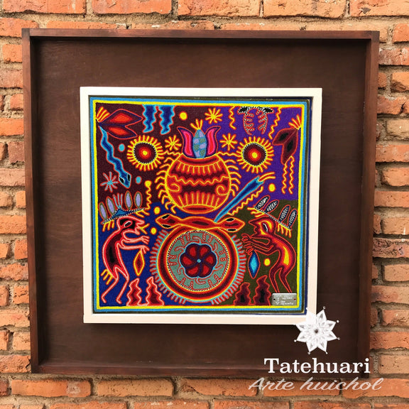 Cuadro o Tabla de Estambre 40 X 40 cms - TATEHUARI, arte huichol