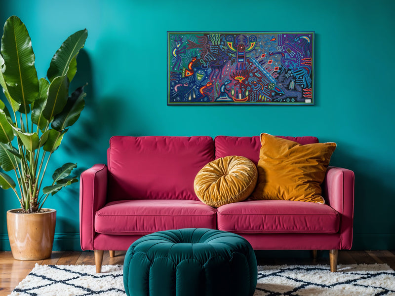 "EL FUEGO DEL ORIGEN" AHCT6012056 - TATEHUARI, arte huichol