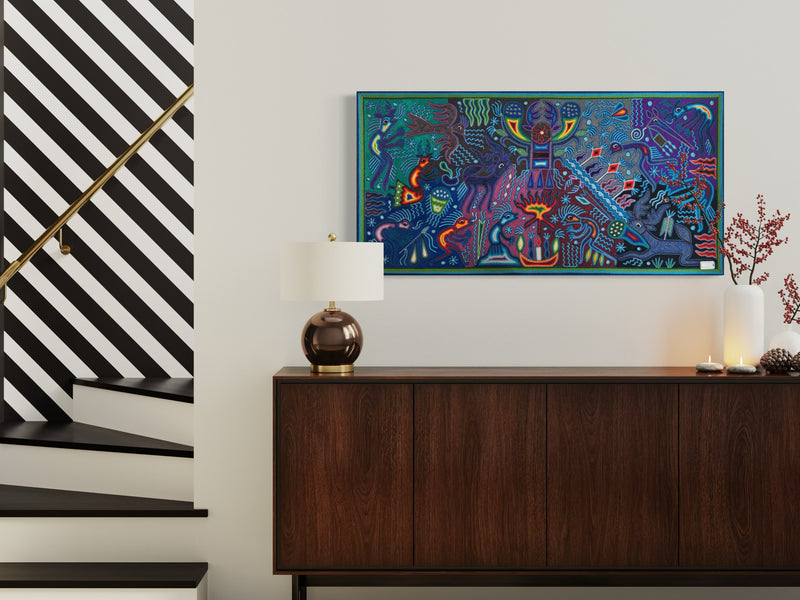 "EL FUEGO DEL ORIGEN" AHCT6012056 - TATEHUARI, arte huichol