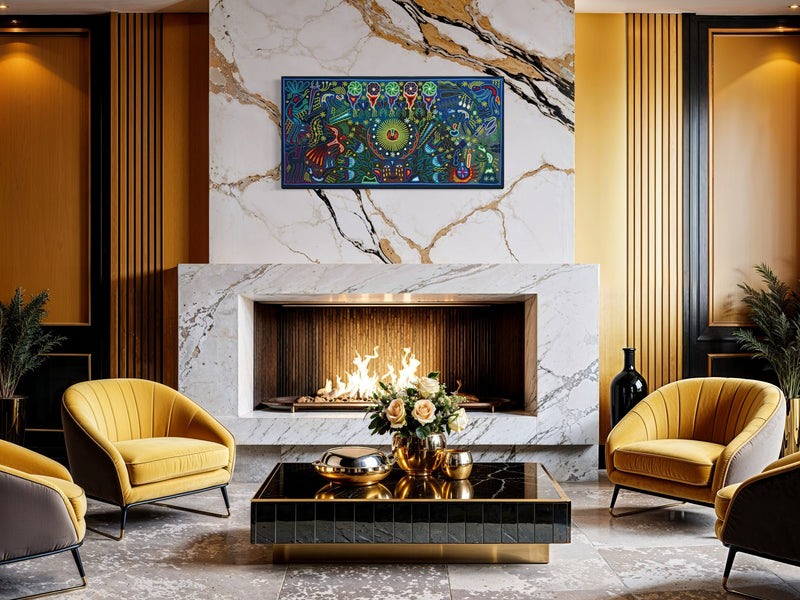 "LUZ DEL SOL Y VISION DEL VENADO" AHCT6012062 - TATEHUARI, arte huichol