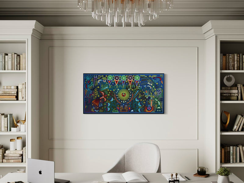 "LUZ DEL SOL Y VISION DEL VENADO" AHCT6012062 - TATEHUARI, arte huichol