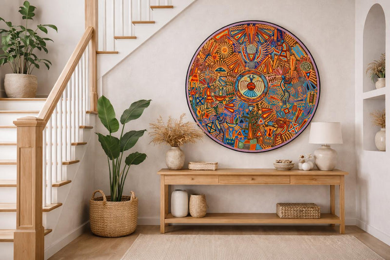 "EL SOL QUE VIGILA: VISION ANCESTRAL DEL CAMINO WIXARIKA" AHCT12012055 - TATEHUARI, arte huichol