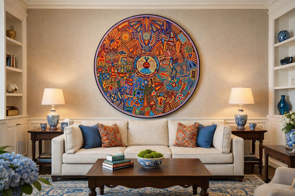 "EL SOL QUE VIGILA: VISION ANCESTRAL DEL CAMINO WIXARIKA" AHCT12012055 - TATEHUARI, arte huichol