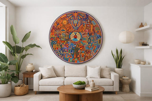 "EL SOL QUE VIGILA: VISION ANCESTRAL DEL CAMINO WIXARIKA" AHCT12012055 - TATEHUARI, arte huichol