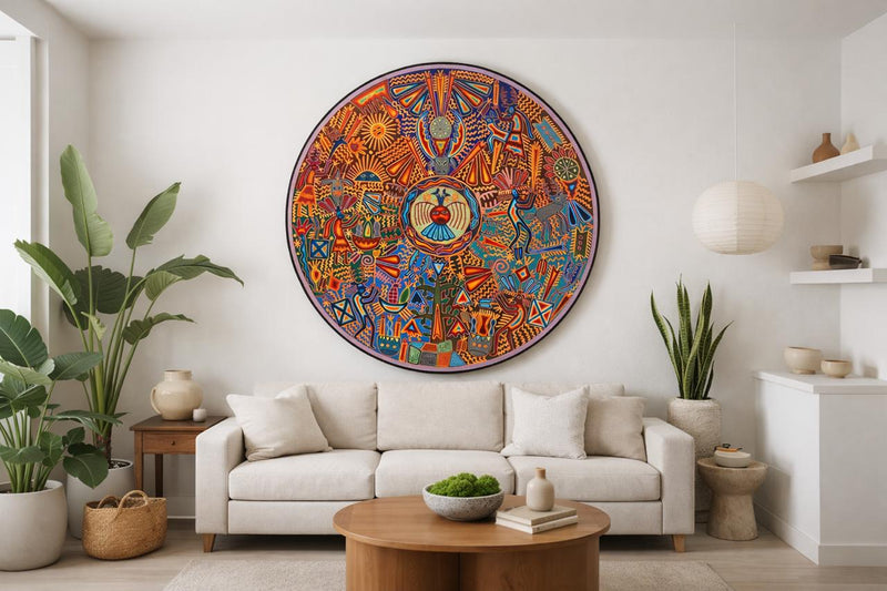 "EL SOL QUE VIGILA: VISION ANCESTRAL DEL CAMINO WIXARIKA" AHCT12012055 - TATEHUARI, arte huichol