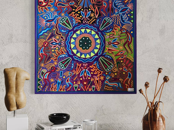 "LOS GUARDIANES DEL ESPIRITU SAGRADO" AHCT808055 - TATEHUARI, arte huichol