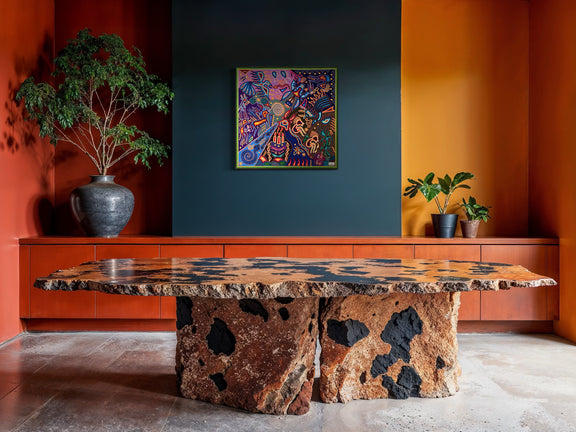 "CONVERSACION DEL CIELO Y LA TIERRA" AHCT808060 - TATEHUARI, arte huichol