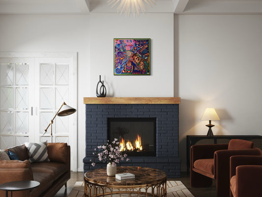 "CONVERSACION DEL CIELO Y LA TIERRA" AHCT808060 - TATEHUARI, arte huichol