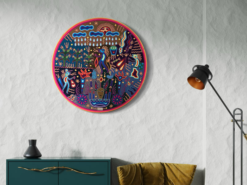 "LA LLUVIA DEL ESPIRITU" AHCT808058 - TATEHUARI, arte huichol