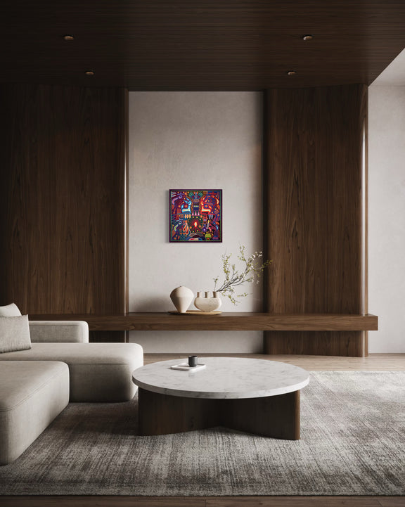 "FUEGO DE LOS DOS ESPIRITUS" AHCT606061 - TATEHUARI, arte huichol