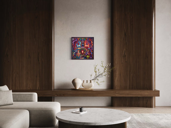 "FUEGO DE LOS DOS ESPIRITUS" AHCT606061 - TATEHUARI, arte huichol