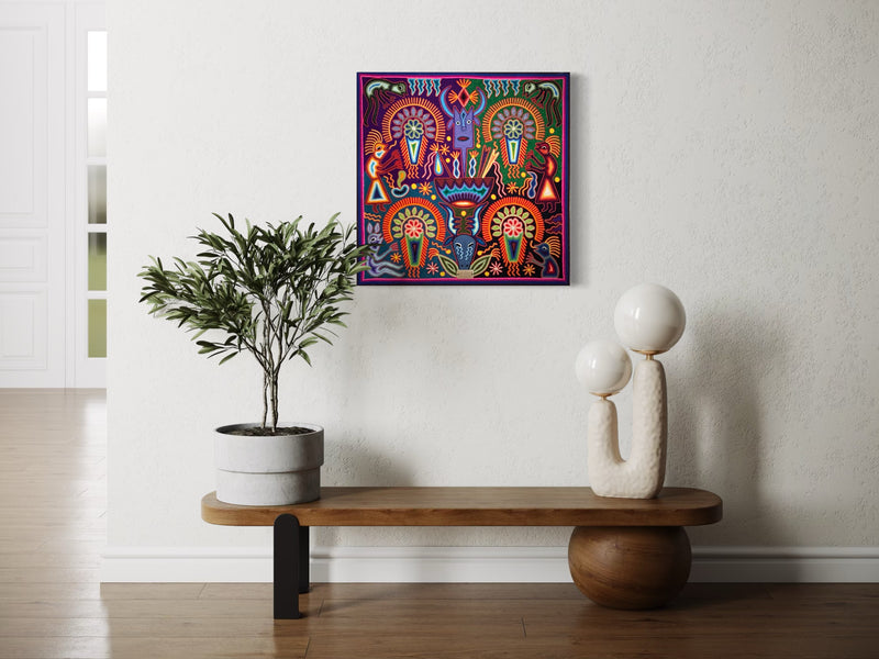 "EL GUARDIAN DEL CAMINO SAGRADO" AHCT606056 - TATEHUARI, arte huichol