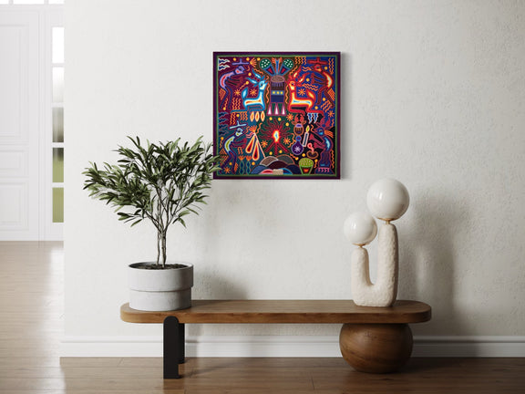 "FUEGO DE LOS DOS ESPIRITUS" AHCT606061 - TATEHUARI, arte huichol