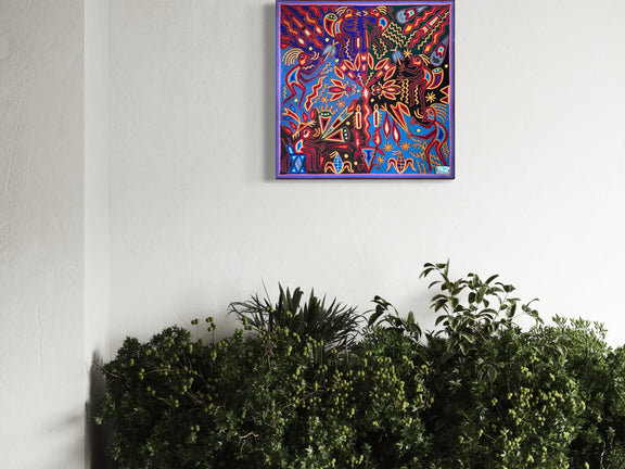 "LA LUZ DEL MAIZ Y LA SERPIENTE CELESTIAL" AHCT606057 - TATEHUARI, arte huichol